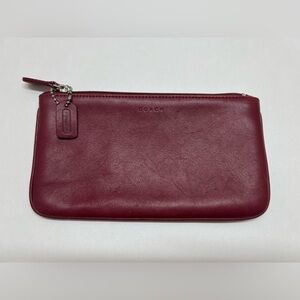 Vintage Coach deep read leather zip pouch